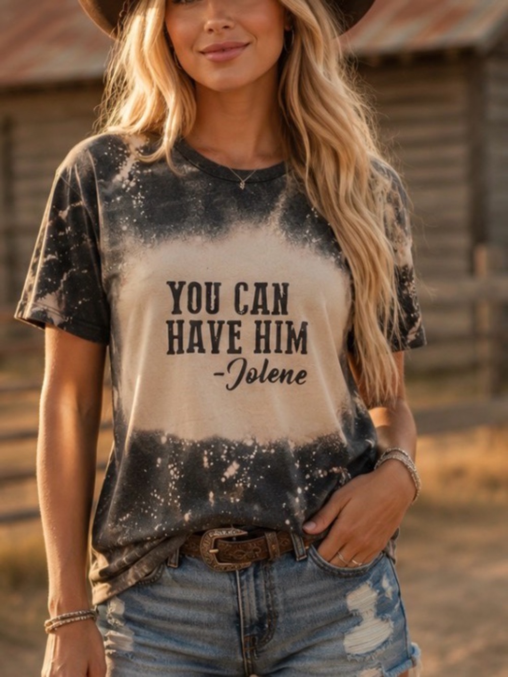 Dolly Bleached “You Can Have Him - Jolene' Handmade Graphic T Bella Canvis Shirt